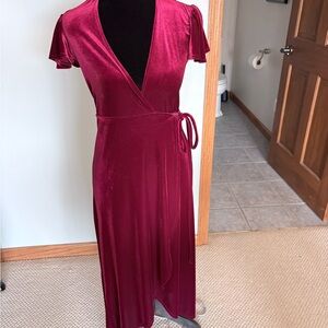 BHLDN Burgundy Velvet Short sleeved dress